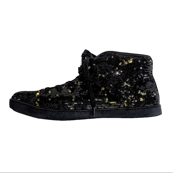 Dezzys Shoes - Dezzys Marley Black Gold Sequin High Top Women’s 8